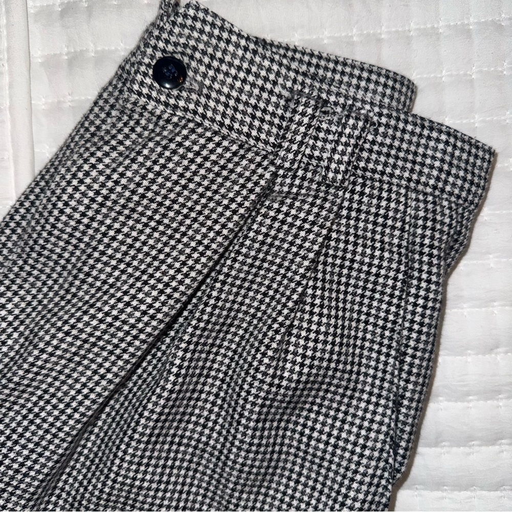 Vintage 90s Black and White Houndstooth Tailored Trouser Pants